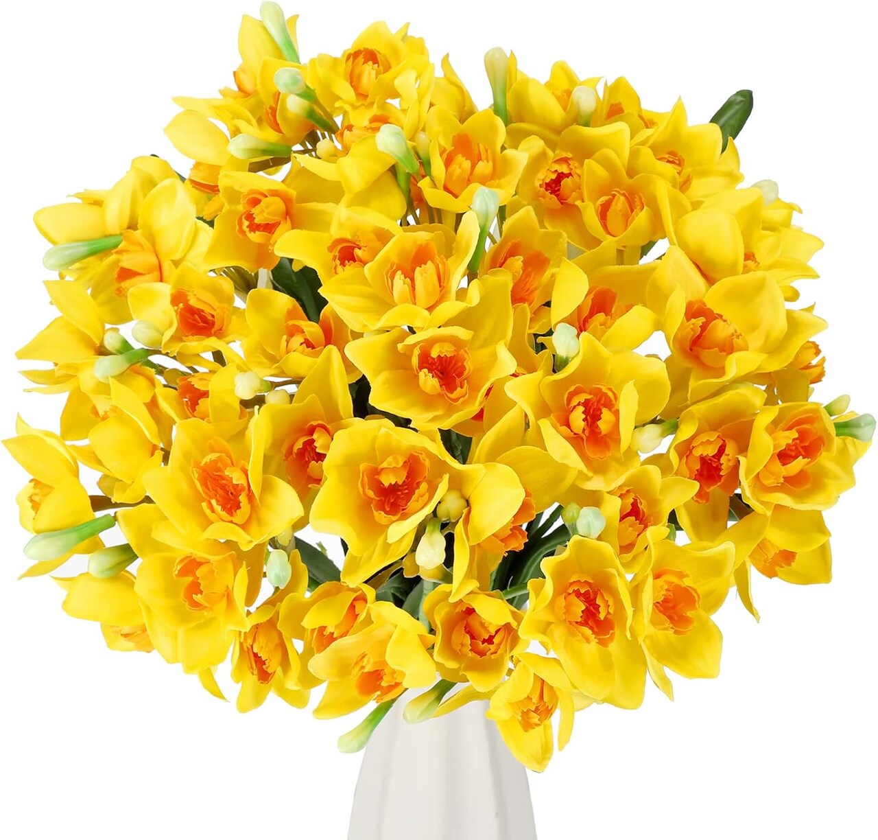 Artificial Plant 48 x Faux Daffodils, 18.1 inches Narcissus Spring Flower, Yellow for Wedding Party Decoration, Home